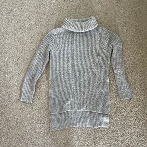 Gray High-low Turtleneck Sweater